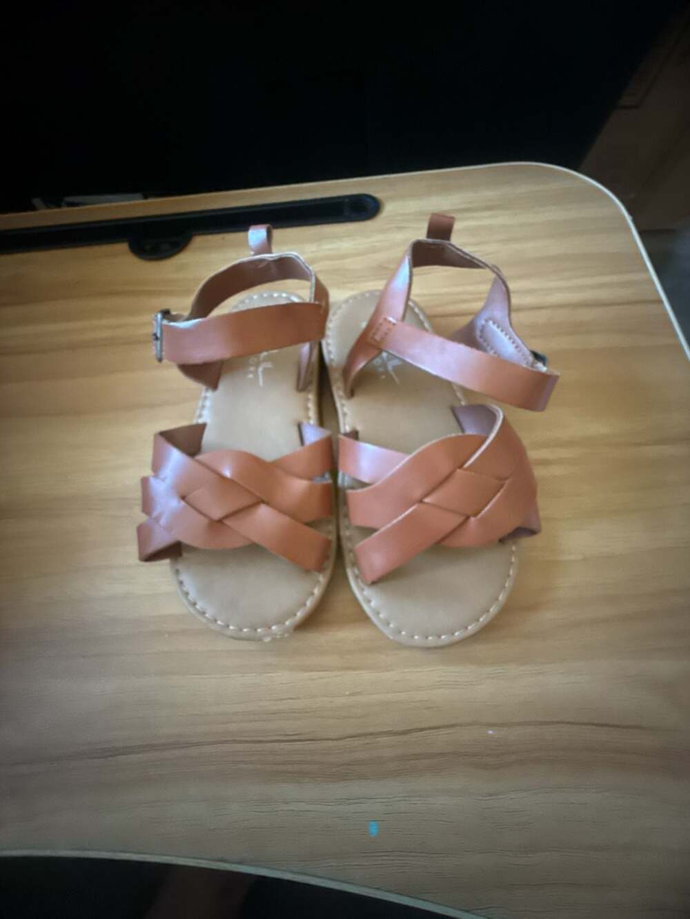 Nicole Miller New York Kids Brown Braided Strap Sandals Size 9 toddler